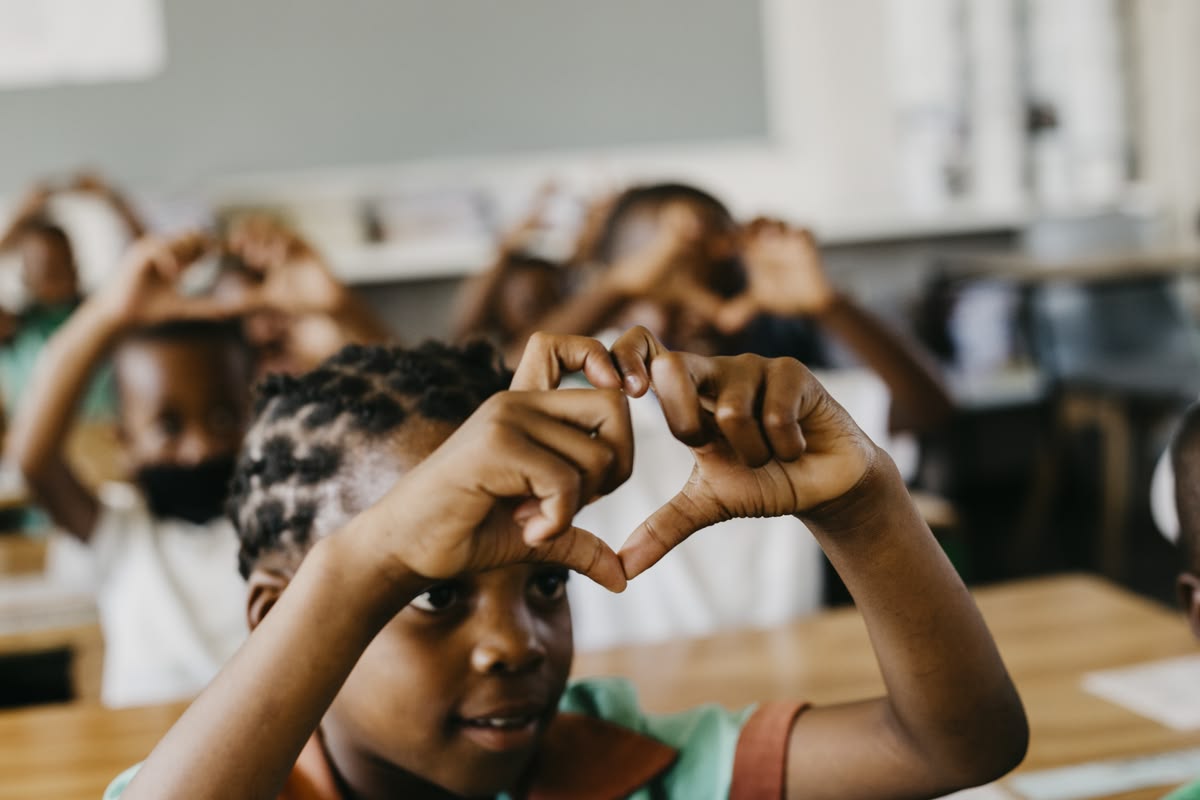 Child showing empathy in a classroom