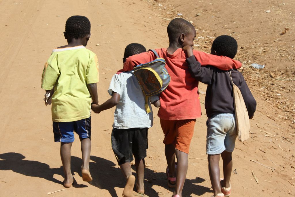 Children in a community peace event